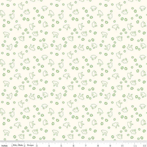 3 yard Cut - SALE Bee Backings and Borders WIDE BACK Chick WB6423 Green - Riley Blake - 107/108" Wide - Lori Holt - Quilting Cotton Fabric