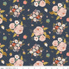10" End of Bolt - BloomBerry Main C14600 Midnight - Riley Blake Designs - Floral Flowers Strawberries - Quilting Cotton Fabric