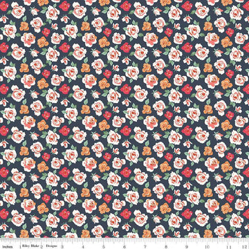 SALE BloomBerry Tiny Roses C14601 Midnight - Riley Blake Designs - Floral Flowers - Quilting Cotton Fabric