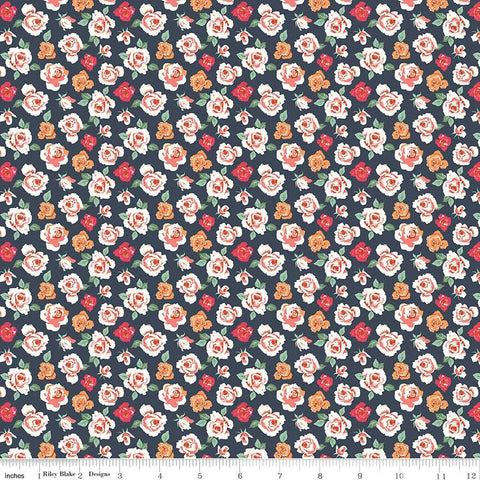 BloomBerry Tiny Roses C14601 Midnight by Riley Blake Designs - Floral Flowers - Quilting Cotton Fabric