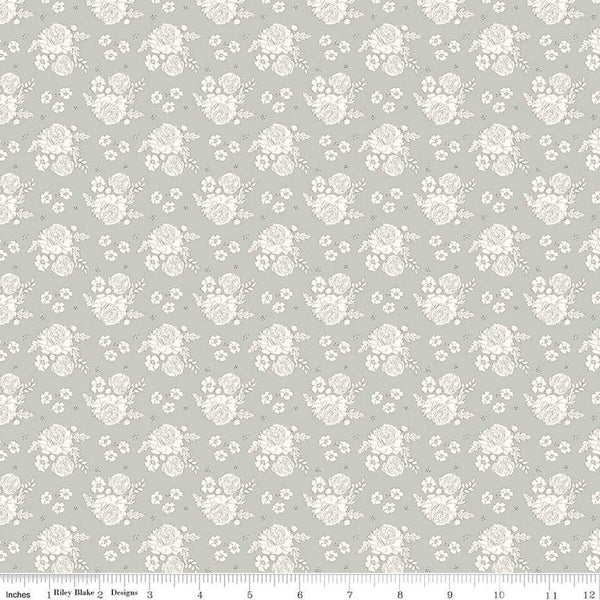 SALE BloomBerry Petite Flowers C14602 Gray by Riley Blake Designs - Floral - Quilting Cotton Fabric