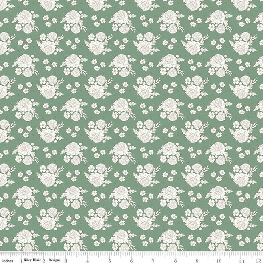SALE BloomBerry Petite Flowers C14602 Green - Riley Blake Designs - Floral - Quilting Cotton Fabric