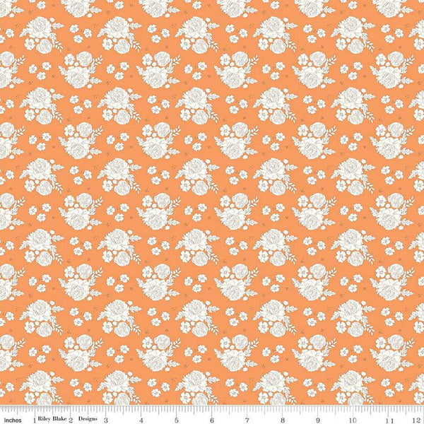 SALE BloomBerry Petite Flowers C14602 Tangerine by Riley Blake Designs - Floral - Quilting Cotton Fabric