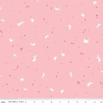 SALE BloomBerry Berry Sprouts C14603 Pink - Riley Blake Designs - Strawberries Pin Dots - Quilting Cotton Fabric