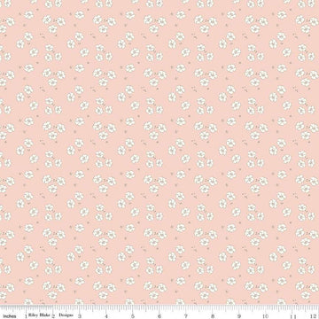 BloomBerry Flower Bed C14604 Blush - Riley Blake Designs - Floral White Flowers - Quilting Cotton Fabric