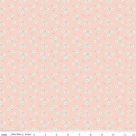 BloomBerry Flower Bed C14604 Blush by Riley Blake Designs - Floral White Flowers - Quilting Cotton Fabric