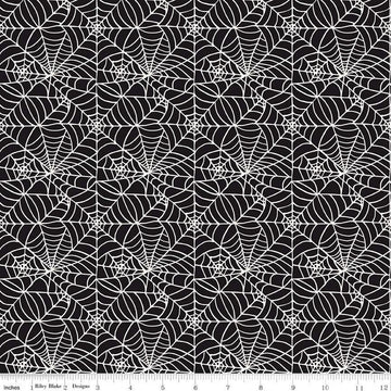 SALE Sophisticated Halloween Spiderweb C14622 Black - Riley Blake Designs - Spiderwebs - Quilting Cotton Fabric