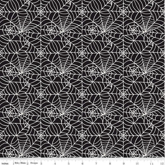 SALE Sophisticated Halloween Spiderweb C14622 Black - Riley Blake Designs - Spiderwebs - Quilting Cotton Fabric