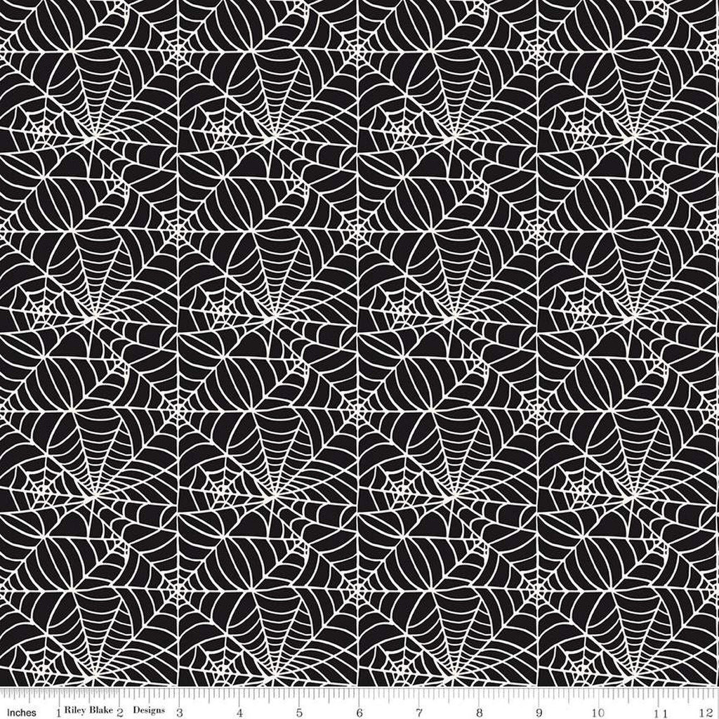 SALE Sophisticated Halloween Spiderweb C14622 Black - Riley Blake Designs - Spiderwebs - Quilting Cotton Fabric