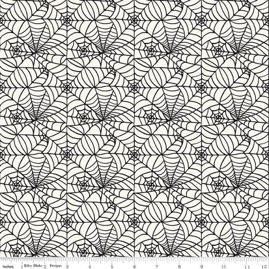SALE Sophisticated Halloween Spiderweb C14622 Cream - Riley Blake Designs - Spiderwebs - Quilting Cotton Fabric