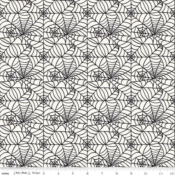 SALE Sophisticated Halloween Spiderweb C14622 Cream - Riley Blake Designs - Spiderwebs - Quilting Cotton Fabric