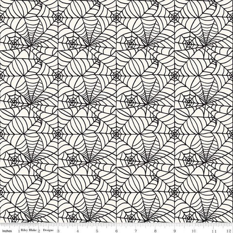 SALE Sophisticated Halloween Spiderweb C14622 Cream - Riley Blake Designs - Spiderwebs - Quilting Cotton Fabric