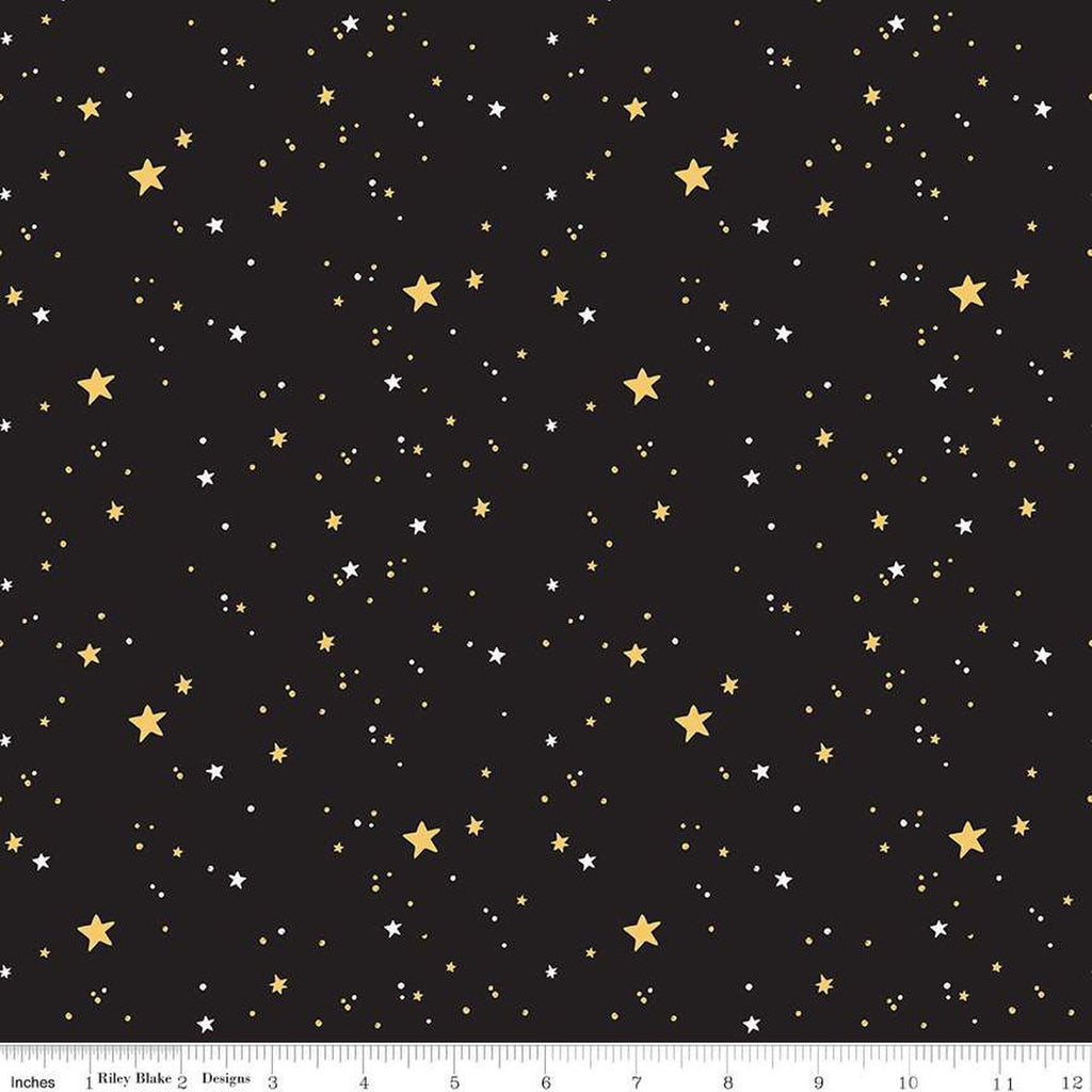 Sophisticated Halloween Stars C14623 Black - Riley Blake Designs - Stars Dots - Quilting Cotton Fabric