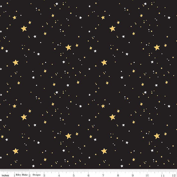 SALE Sophisticated Halloween Stars C14623 Black - Riley Blake Designs - Stars Dots - Quilting Cotton Fabric