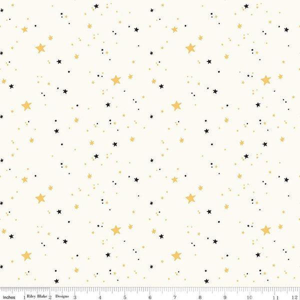 Sophisticated Halloween Stars C14623 Cream - Riley Blake Designs - Stars Dots - Quilting Cotton Fabric