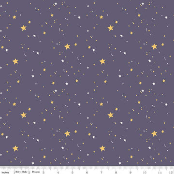 Sophisticated Halloween Stars C14623 Heather - Riley Blake Designs - Stars Dots - Quilting Cotton Fabric