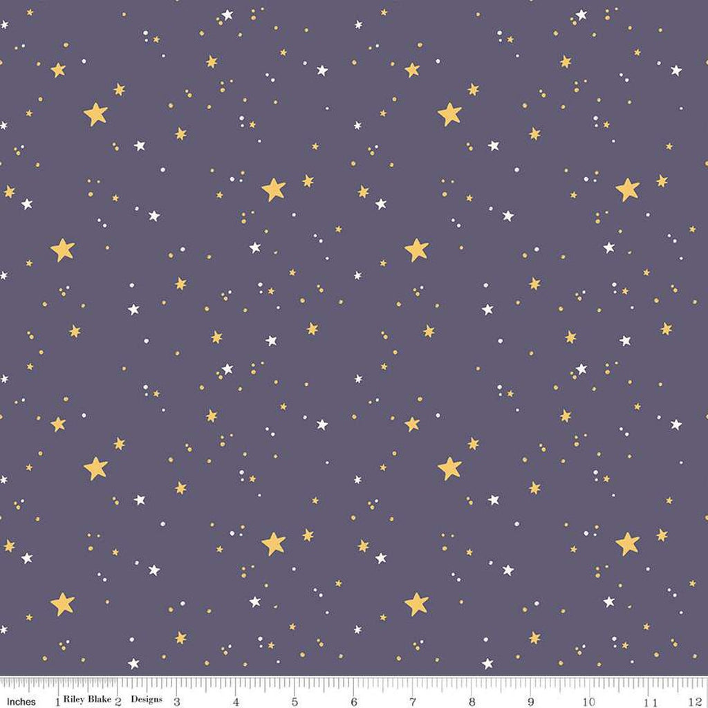 Sophisticated Halloween Stars C14623 Heather - Riley Blake Designs - Stars Dots - Quilting Cotton Fabric