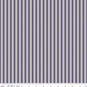 Sophisticated Halloween Ticking C14624 Heather - Riley Blake Designs - Purple/Cream Stripes Stripe Striped - Quilting Cotton Fabric