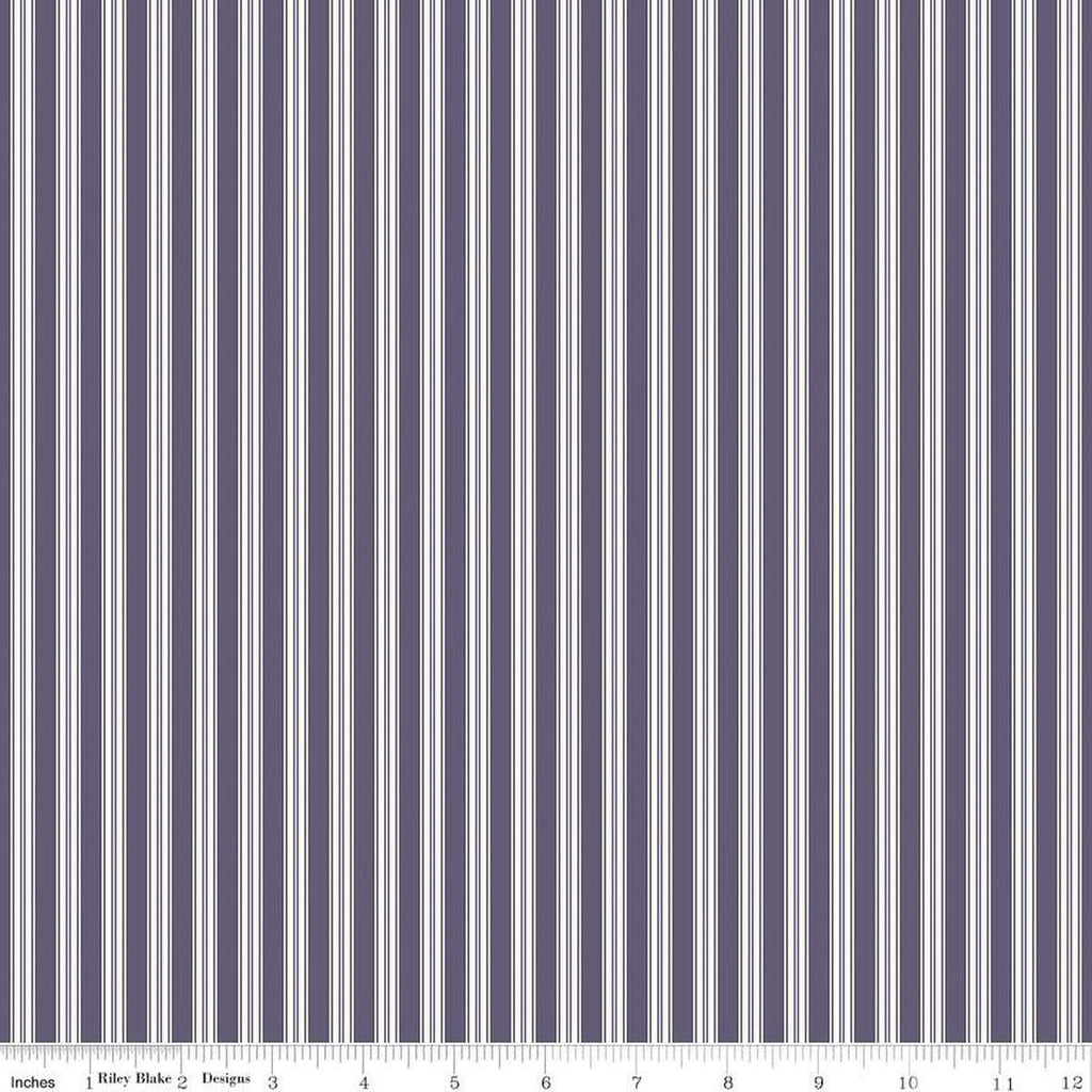 SALE Sophisticated Halloween Ticking C14624 Heather - Riley Blake Designs - Purple/Cream Stripes Stripe Striped - Quilting Cotton Fabric
