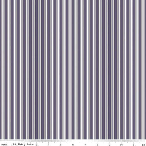 SALE Sophisticated Halloween Ticking C14624 Heather - Riley Blake Designs - Purple/Cream Stripes Stripe Striped - Quilting Cotton Fabric