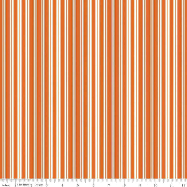 SALE Sophisticated Halloween Ticking C14624 Orange - Riley Blake Designs - Orange/Cream Stripes Stripe Striped - Quilting Cotton Fabric