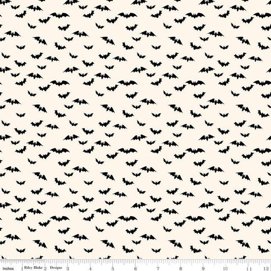 35" End of Bolt Piece - Sophisticated Halloween Bats C14625 Cream - Riley Blake Designs - Quilting Cotton Fabric