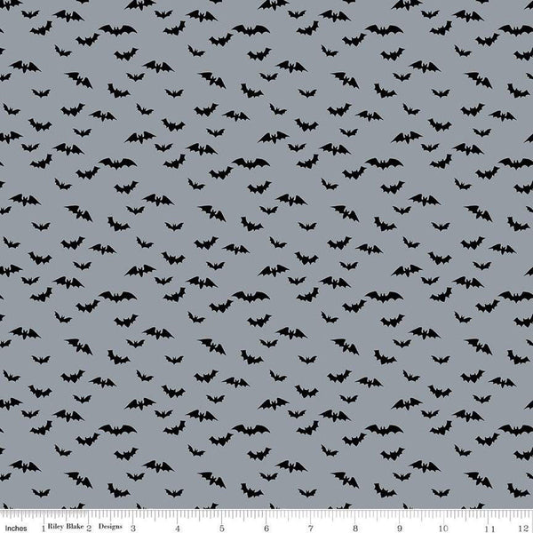 SALE Sophisticated Halloween Bats C14625 Fog - Riley Blake Designs - Quilting Cotton Fabric