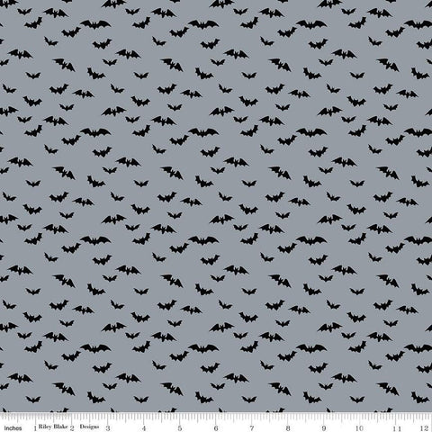 SALE Sophisticated Halloween Bats C14625 Fog - Riley Blake Designs - Quilting Cotton Fabric