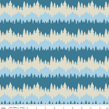 Only You Tree Stripe C14642 Cadet - Riley Blake Designs - Smokey Bear Wildfire Prevention - Quilting Cotton Fabric - Licensed Product