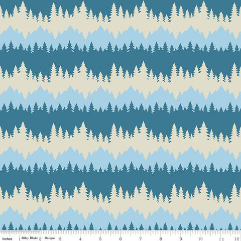 Only You Tree Stripe C14642 Cadet - Riley Blake Designs - Smokey Bear Wildfire Prevention - Quilting Cotton Fabric - Licensed Product