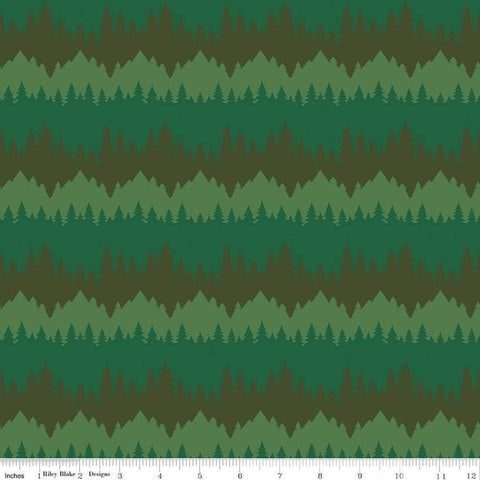 SALE Only You Tree Stripe C14642 Forest - Riley Blake Designs - Smokey Bear Wildfire Prevention - Quilting Cotton Fabric - Licensed Product