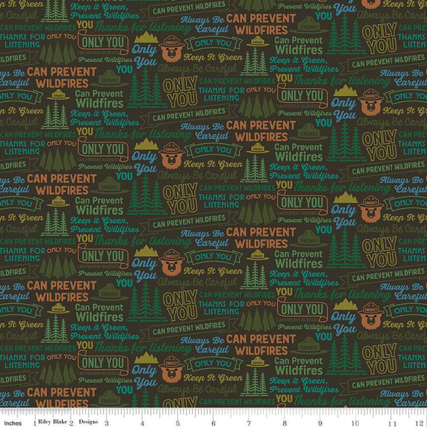 Only You Catchphrase C14643 Bark - Riley Blake Designs - Smokey Bear Wildfire Prevention - Quilting Cotton Fabric - Licensed Product