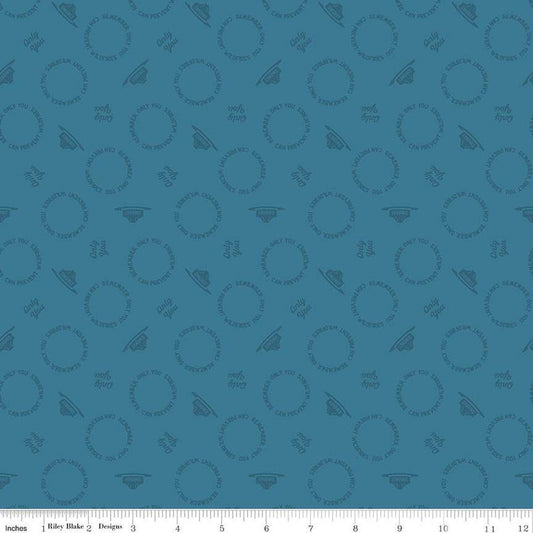 Only You Text Toss C14644 Cadet - Riley Blake Designs - Smokey Bear Wildfire Prevention - Quilting Cotton Fabric - Licensed Product