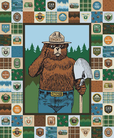 SALE Only You Panel P14646 by Riley Blake Designs - Smokey Bear Wildfire Prevention - Quilting Cotton Fabric