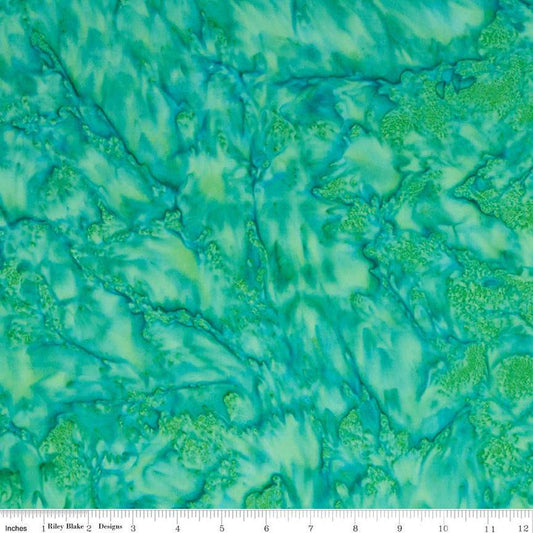 DEAL Batiks Expressions Hand-Dyes BTHH225 Turquoise Green Multi - Riley Blake Designs - Hand-Dyed Print - Quilting Cotton Fabric