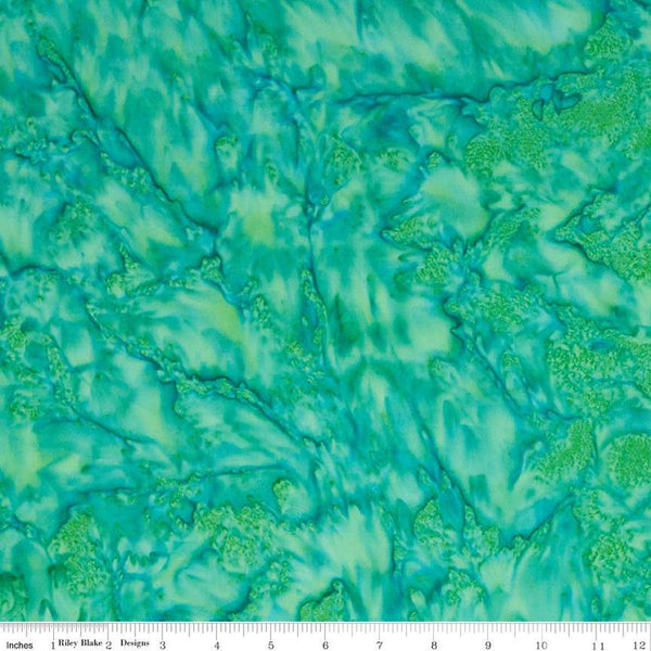 Batiks Expressions Hand-Dyes BTHH225 Turquoise Green Multi - Riley Blake Designs - Hand-Dyed Print - Quilting Cotton Fabric