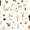 SALE Beggar's Night Main C14500 Cream - Riley Blake Designs - Halloween Skeletons Mummies Ghosts Pumpkins Cats Bats - Quilting Cotton Fabric