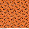 Beggar's Night Cats C14501 Orange - Riley Blake Designs - Halloween Cat Fish Skeletons - Quilting Cotton Fabric