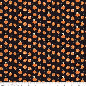SALE Beggar's Night Pumpkins C14505 Black - Riley Blake Designs - Halloween - Quilting Cotton Fabric