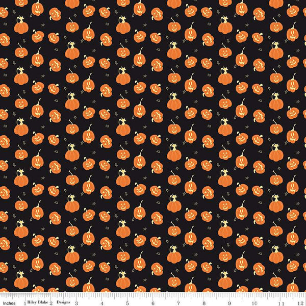 SALE Beggar's Night Pumpkins C14505 Black - Riley Blake Designs - Halloween - Quilting Cotton Fabric