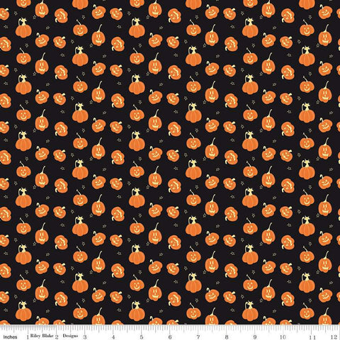 SALE Beggar's Night Pumpkins C14505 Black - Riley Blake Designs - Halloween - Quilting Cotton Fabric