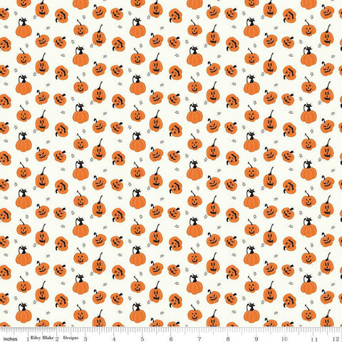 SALE Beggar's Night Pumpkins C14505 Cream - Riley Blake Designs - Halloween - Quilting Cotton Fabric