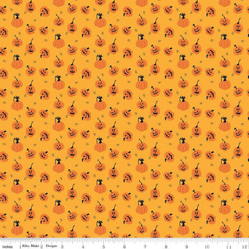 Beggar's Night Pumpkins C14505 Gold - Riley Blake Designs - Halloween - Quilting Cotton Fabric