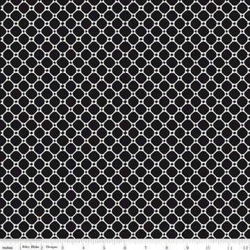 CLEARANCE Beggar's Night Bones C14507 Black - Riley Blake Designs - Halloween Geometric Lattice - Quilting Cotton Fabric