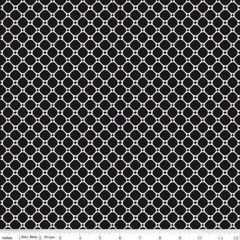 SALE Beggar's Night Bones C14507 Black - Riley Blake Designs - Halloween Geometric Lattice - Quilting Cotton Fabric