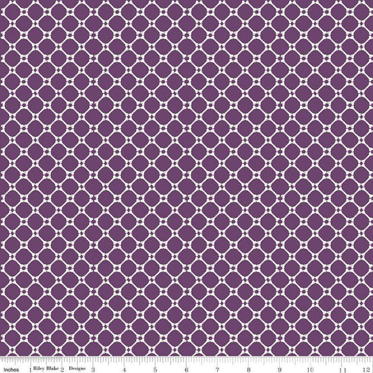 DEAL Beggar's Night Bones C14507 Purple - Riley Blake Designs - Halloween Geometric Lattice - Quilting Cotton Fabric
