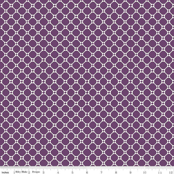 SALE Beggar's Night Bones C14507 Purple - Riley Blake Designs - Halloween Geometric Lattice - Quilting Cotton Fabric