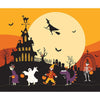 CLEARANCE Beggar's Night Trick-or-Treat Panel P14509 - Riley Blake - Haunted House Ghost Witch Skeleton Bats Cat - Quilting Cotton Fabric