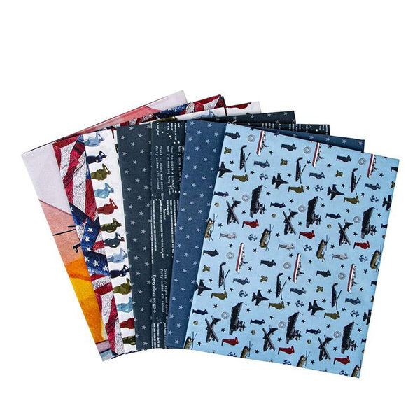 SALE Coming Home 1-Yard Bundle Blue - 7 Pieces - Riley Blake - Pre cut Precut - Includes Coming Home Panel - Quilting Cotton Fabric