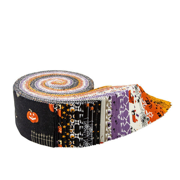 Beggar's Night 2.5 Inch Rolie Polie Jelly Roll 40 pieces - Riley Blake - Precut Pre cut Bundle - Halloween - Quilting Cotton Fabric